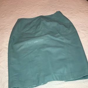 Lafayette 148 teal/ turquoise leather skirt 6